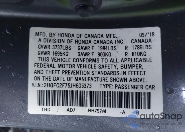 2HGFC2F75JH605373: 44467160