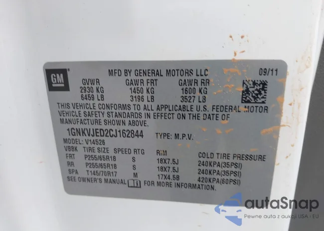 1GNKVJED2CJ162844: 44466333