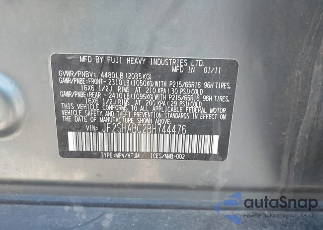 JF2SHABC2BH744476: 44466337