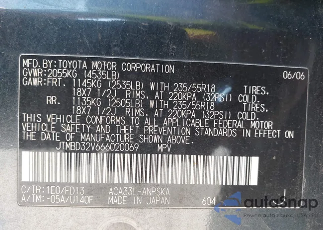 JTMBD32V666020069: 44466614