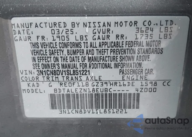 3N1CN8DV1SL851221: 44466720