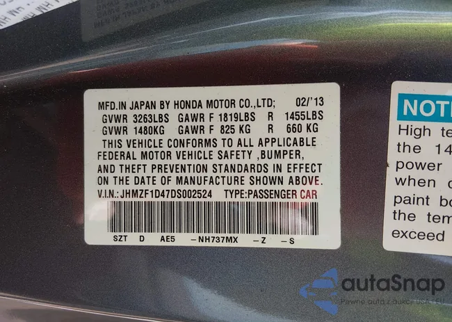 JHMZF1D47DS002524: 44467748