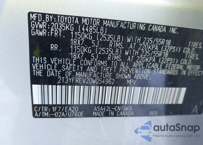 2T3YFREV2DW054962: 44467956