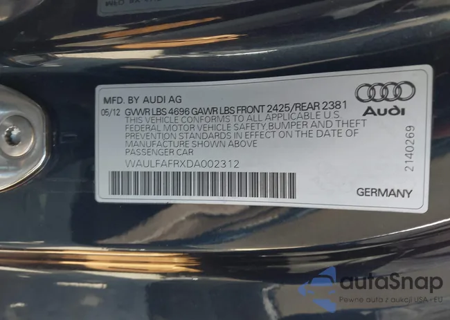 WAULFAFRXDA002312: 44468029