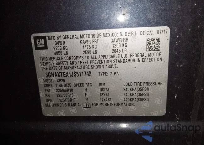 3GNAXTEX1JS511743: 44467462