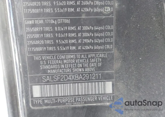 SALSF2D4XBA291211: 44467474