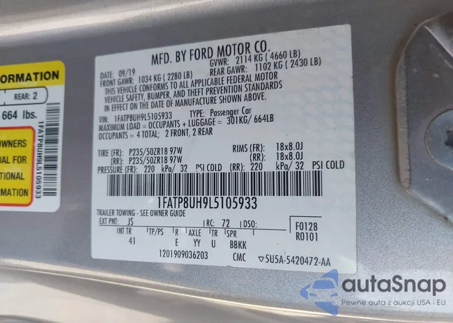 1FATP8UH9L5105933: 44468743