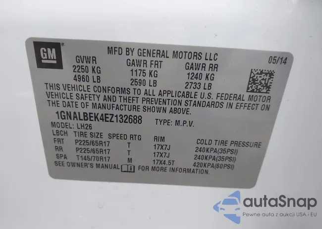 1GNALBEK4EZ132688: 44469043