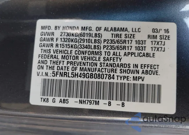 5FNRL5H49GB080784: 44469133