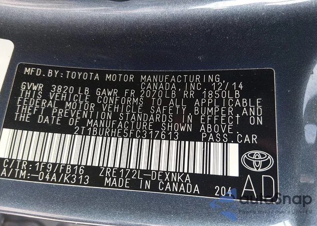 2T1BURHE5FC317613: 44468377