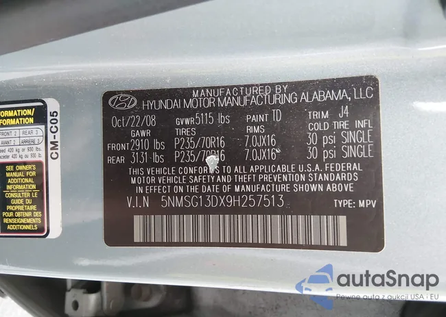 5NMSG13DX9H257513: 44468590