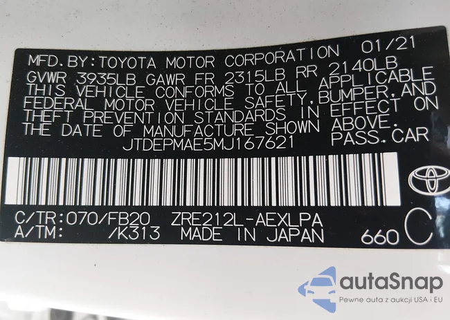 JTDEPMAE5MJ167621: 44469874