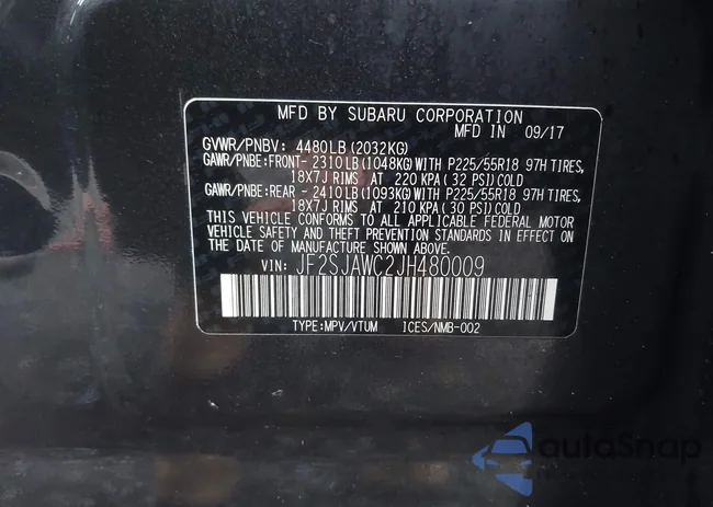 JF2SJAWC2JH480009: 44470217