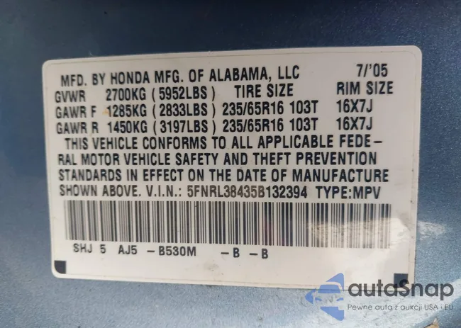 5FNRL38435B132394: 44470234