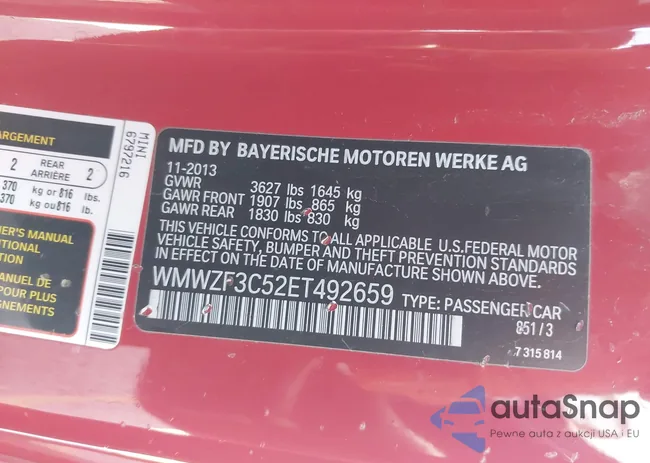 WMWZF3C52ET492659: 44469367