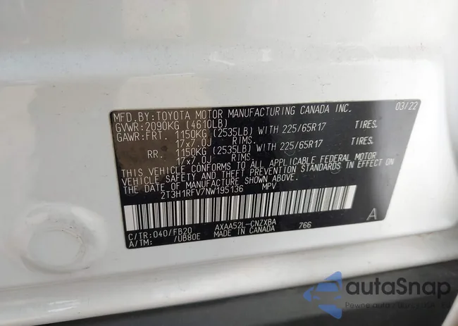 2T3H1RFV7NW195136: 44470739