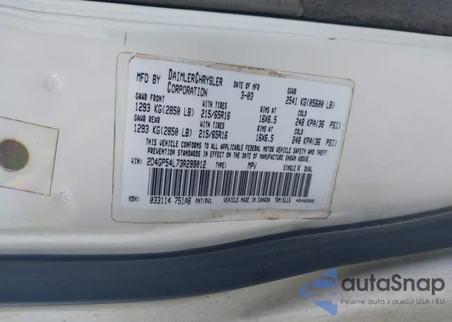 2D4GP54L73R299012: 44470883