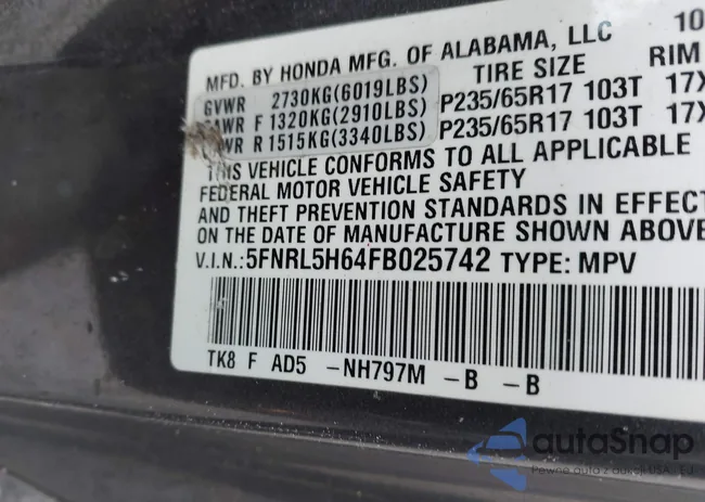 5FNRL5H64FB025742: 44470913