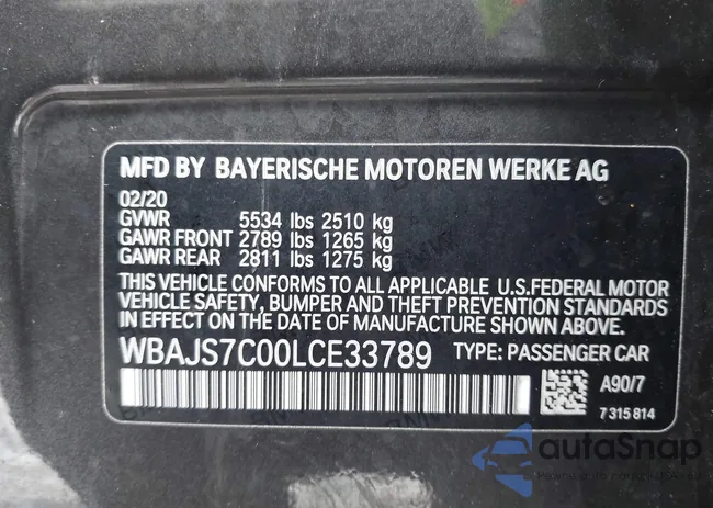 WBAJS7C00LCE33789: 44470934