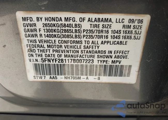 5FNYF28117B007223: 44471006