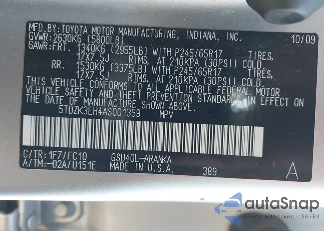 5TDZK3EH4AS001359: 44471020