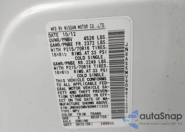 JN8AS5MV9DW611203: 44471159