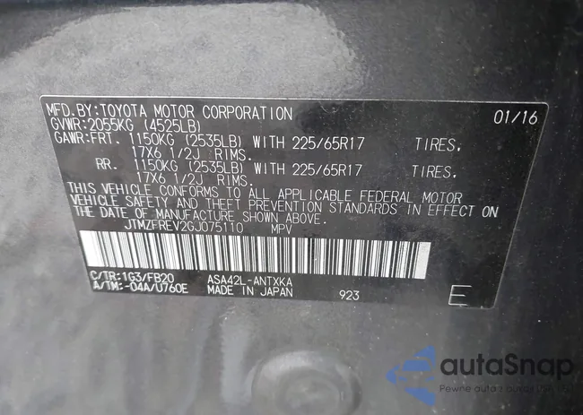 JTMZFREV2GJ075110: 44471224