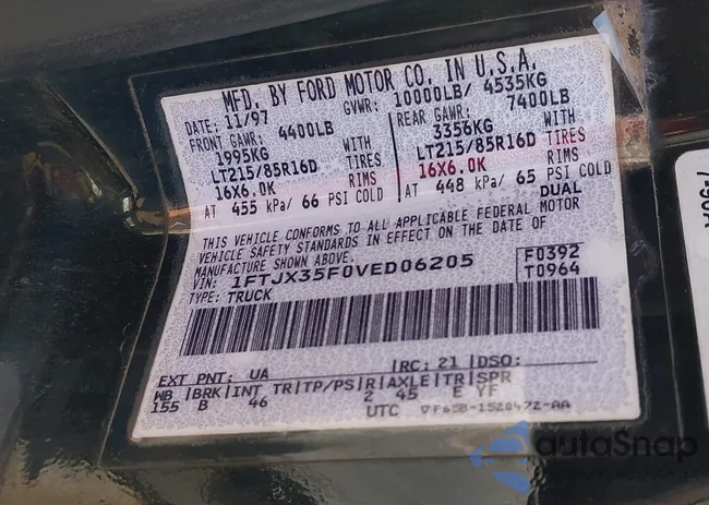 1FTJX35F0VED06205: 44470344