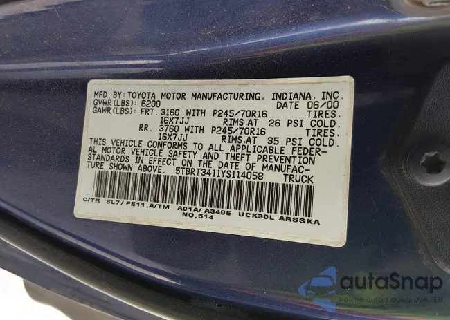 5TBRT3411YS114058: 44470705