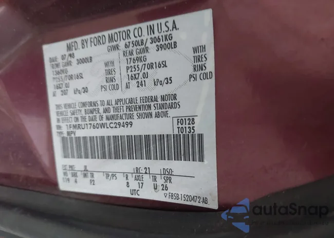 1FMRU1760WLC29499: 44471838