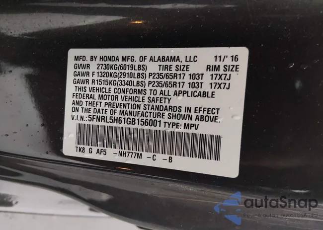 5FNRL5H61GB156001: 44471946