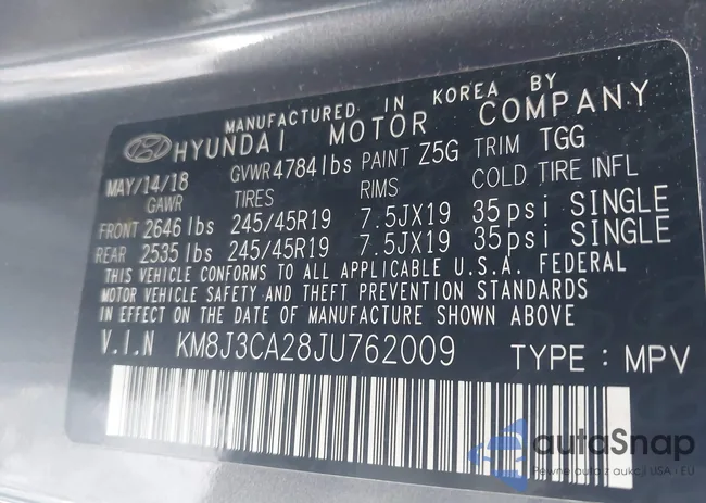 KM8J3CA28JU762009: 44471961