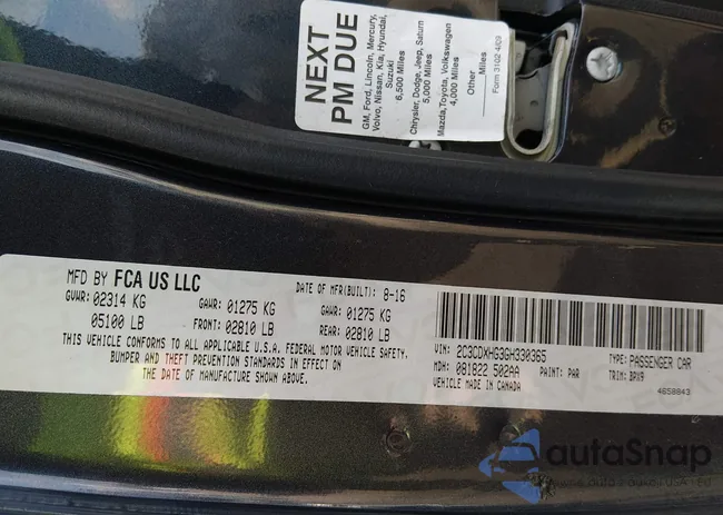 2C3CDXHG3GH330365: 44472100