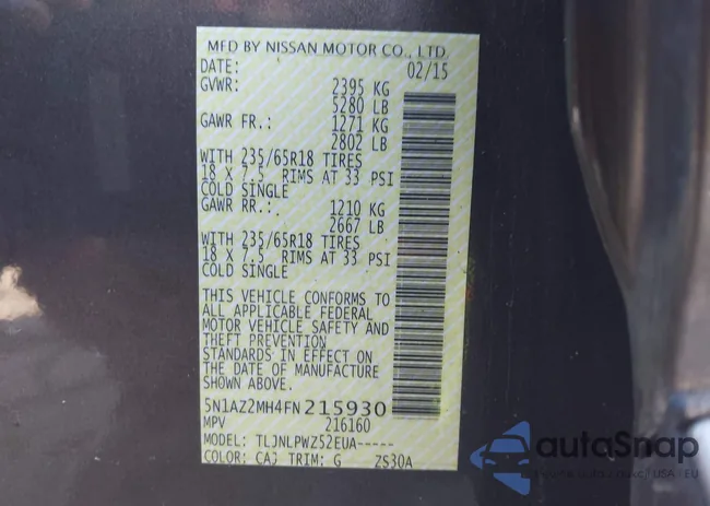 5N1AZ2MH4FN215930: 44471437