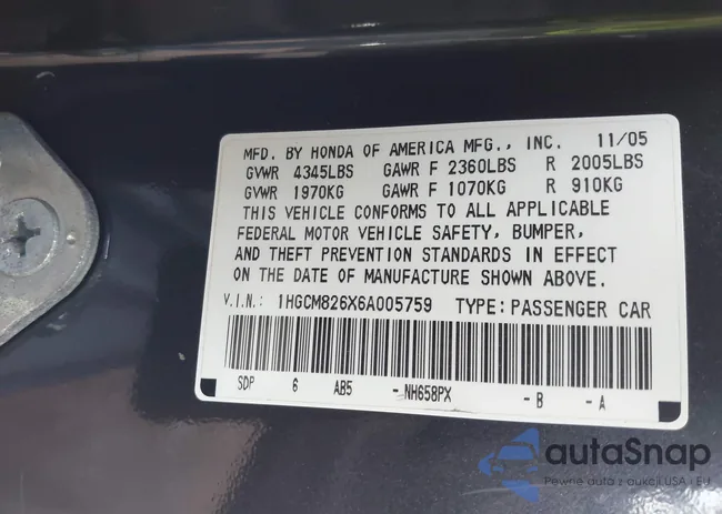 1HGCM826X6A005759: 44471572