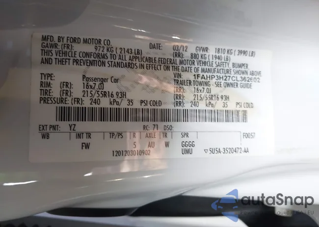 1FAHP3H27CL362602: 44471616