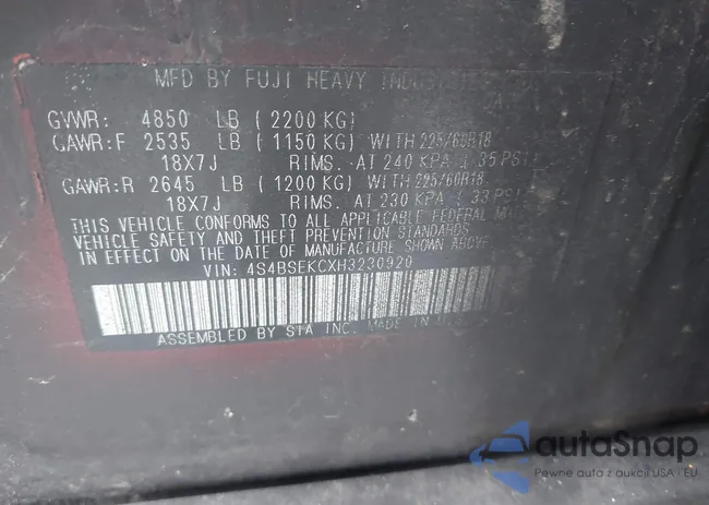 4S4BSEKCXH3230920: 44472970