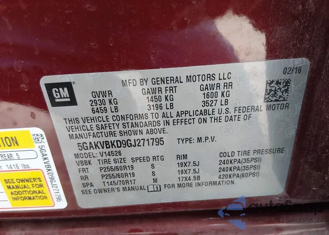 5GAKVBKD9GJ271795: 44473058