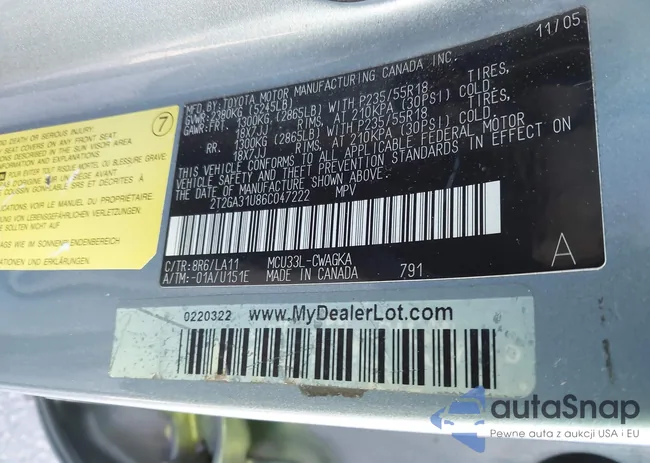 2T2GA31U86C047222: 44472353