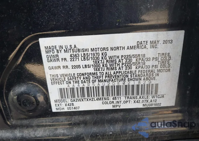 4A4AR5AU2DE021829: 44472600