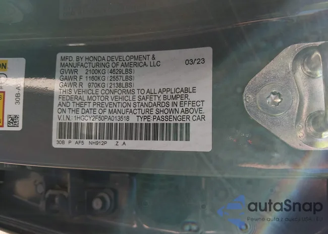 1HGCY2F50PA013518: 44473731