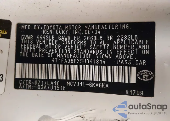 4T1FA38P75U041814: 44474096