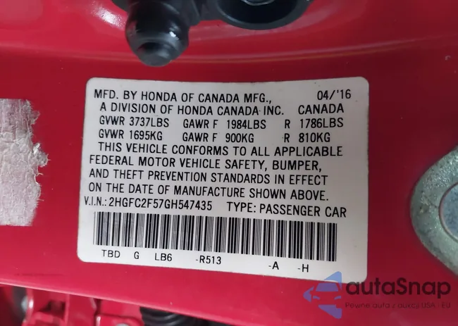 2HGFC2F57GH547435: 44473423