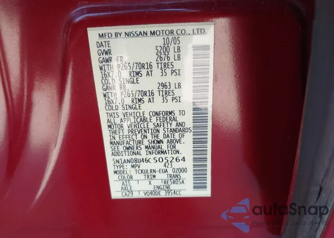 5N1AN08U46C505264: 44473516