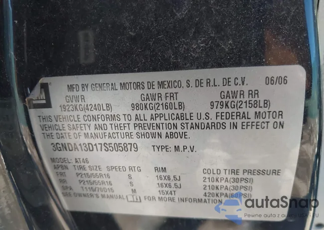 3GNDA13D17S505879: 44473643