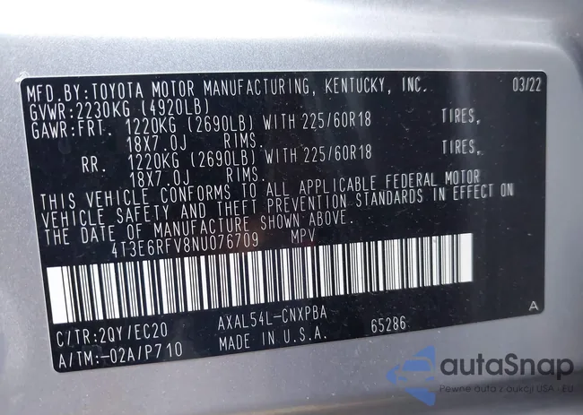 4T3E6RFV8NU076709: 44473678