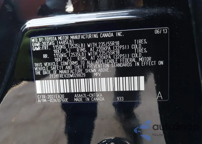 2T3YFREV2DW028829: 44475143