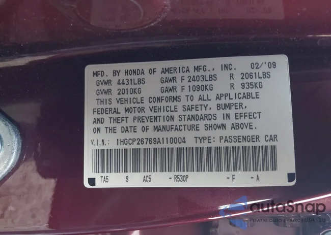 1HGCP26769A110004: 44474419