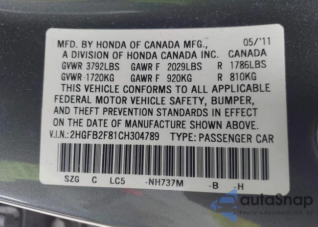 2HGFB2F81CH304789: 44474463