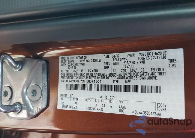 1FMCU0F7XHUD71804: 44475924